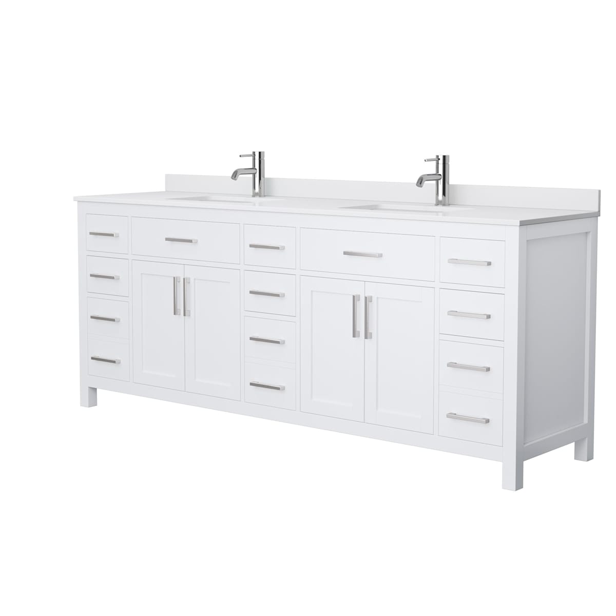 Beckett 84" Free Standing Double Basin Vanity Set with Cabinet and Cultured Marble Vanity Top