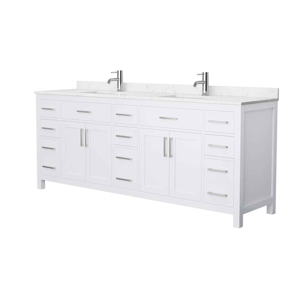 Beckett 84" Free Standing Double Basin Vanity Set with Cabinet and Cultured Marble Vanity Top
