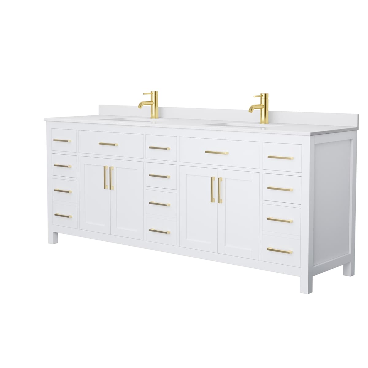 Beckett 84" Free Standing Double Basin Vanity Set with Cabinet and Cultured Marble Vanity Top