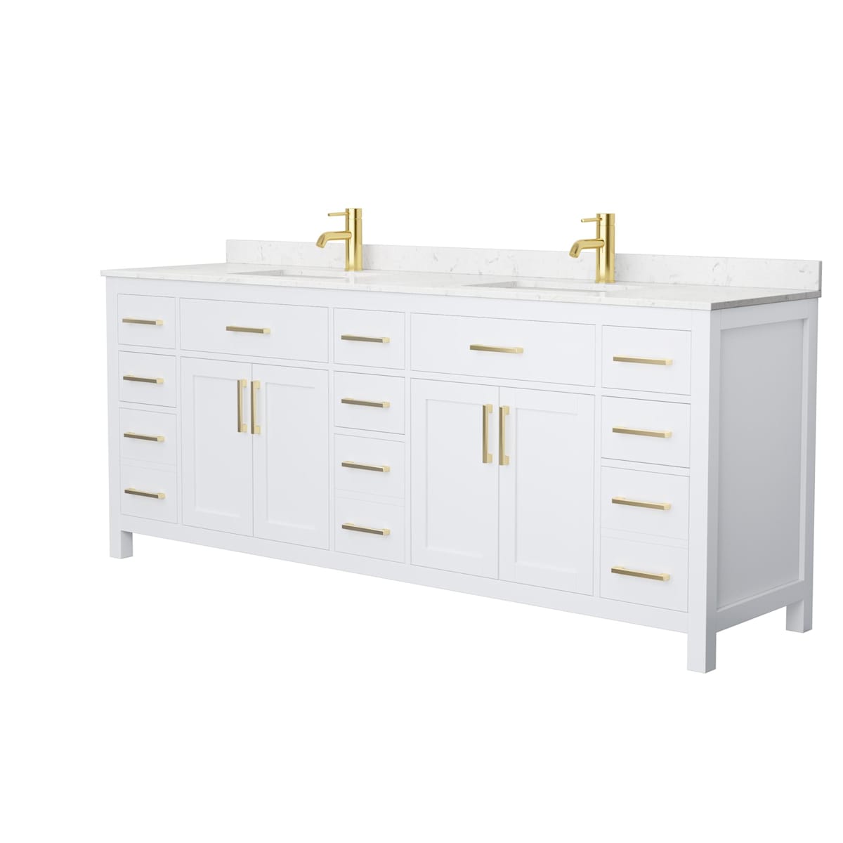 Beckett 84" Free Standing Double Basin Vanity Set with Cabinet and Cultured Marble Vanity Top