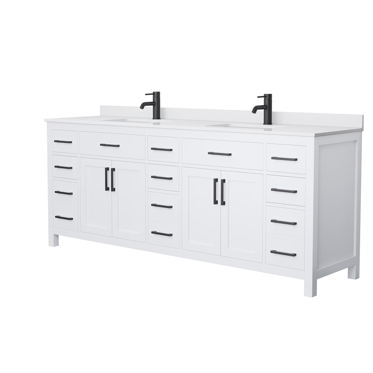 Beckett 84" Free Standing Double Basin Vanity Set with Cabinet and Cultured Marble Vanity Top
