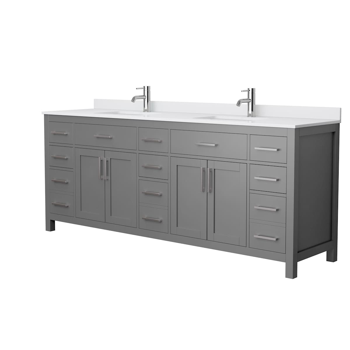 Beckett 84" Free Standing Double Basin Vanity Set with Cabinet and Cultured Marble Vanity Top