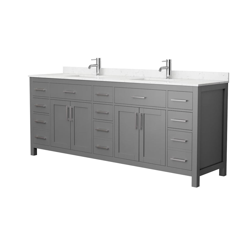 Beckett 84" Free Standing Double Basin Vanity Set with Cabinet and Cultured Marble Vanity Top - image 13