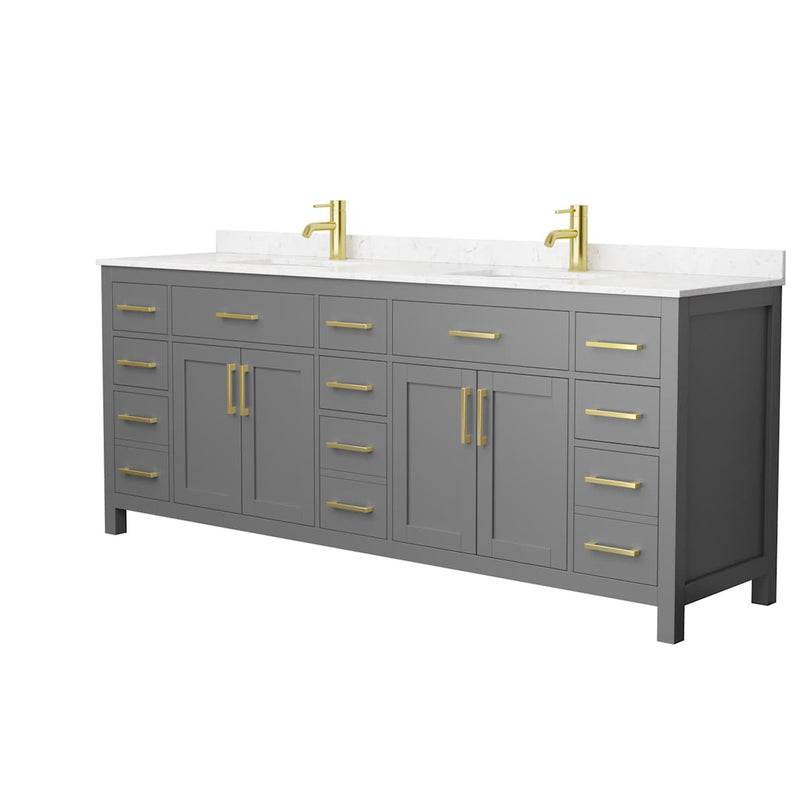 Beckett 84" Free Standing Double Basin Vanity Set with Cabinet and Cultured Marble Vanity Top - image 17