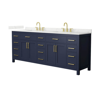 Beckett 84" Free Standing Double Basin Vanity Set with Cabinet and Quartz Vanity Top - image 1