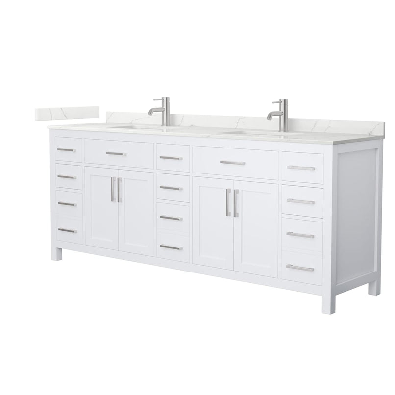 Beckett 84" Free Standing Double Basin Vanity Set with Cabinet and Quartz Vanity Top - image 1