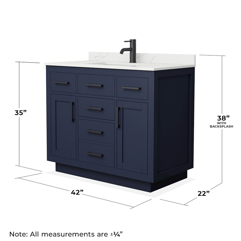 Beckett TK 42" Free Standing Single Basin Vanity Set with Cabinet and Quartz Vanity Top - image 5