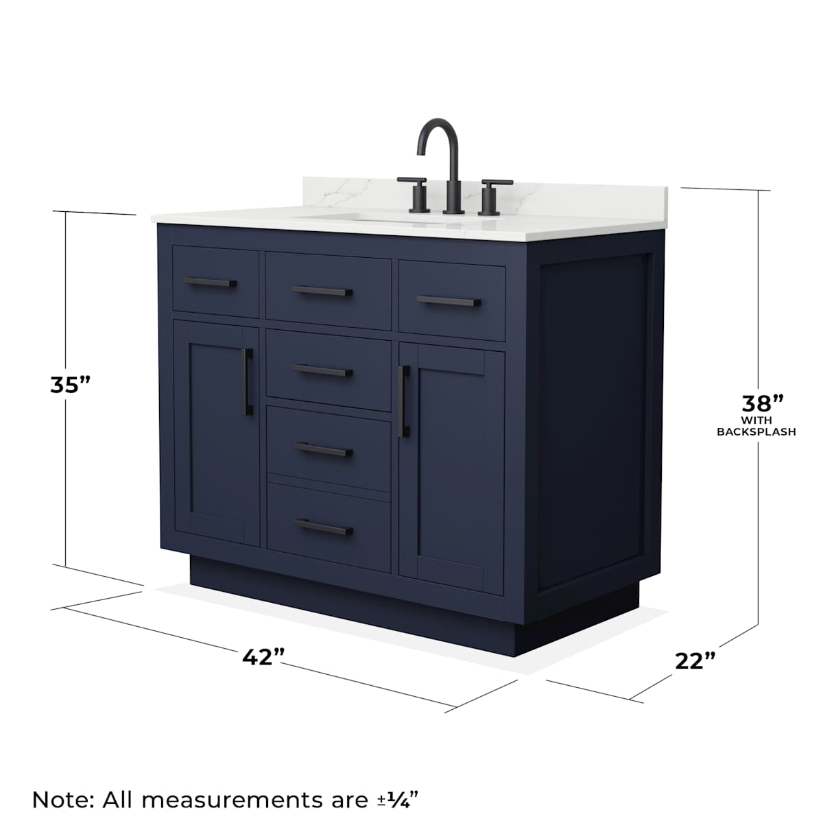 Beckett TK 42" Free Standing Single Basin Vanity Set with Cabinet and Quartz Vanity Top