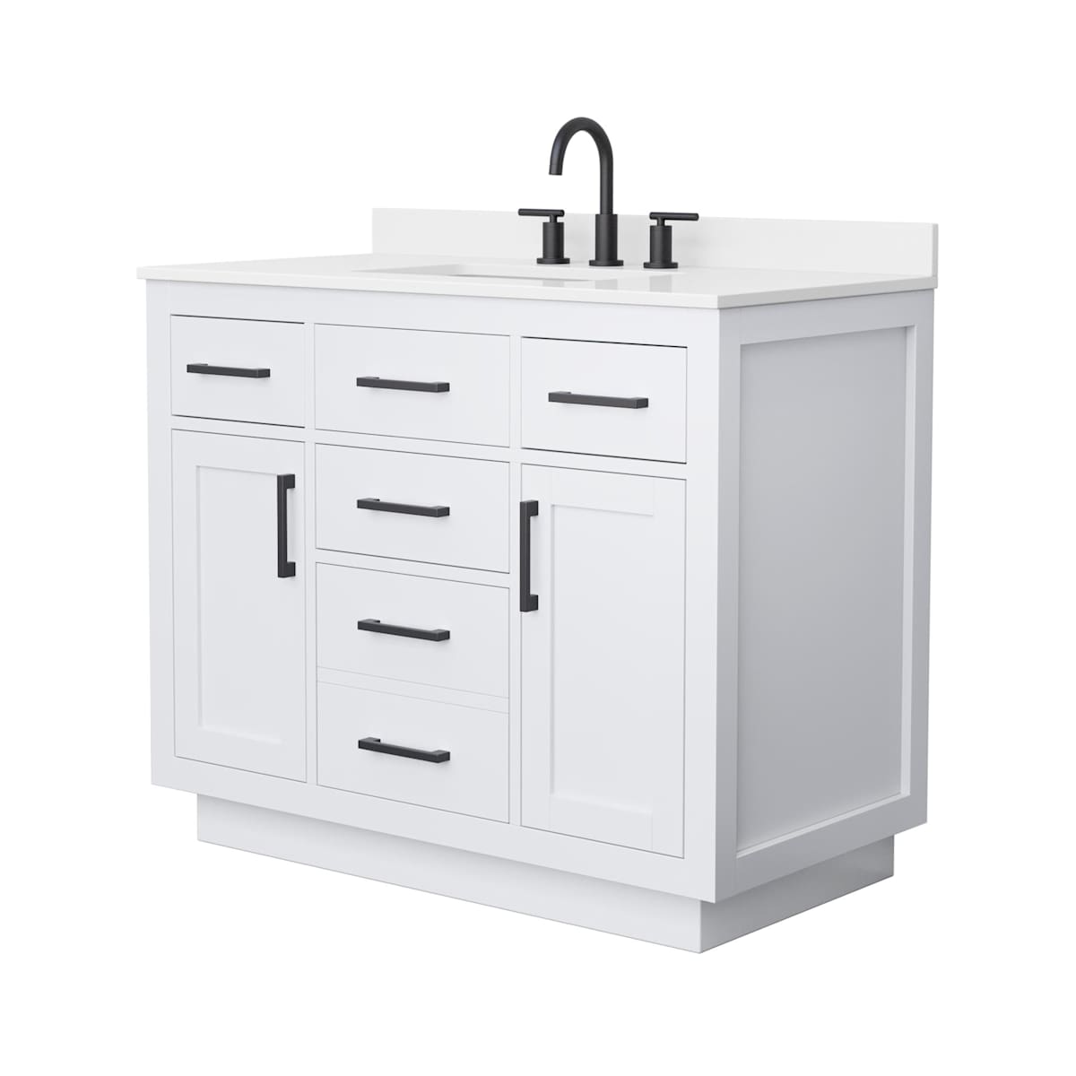 Beckett TK 42" Free Standing Single Basin Vanity Set with Cabinet and Quartz Vanity Top