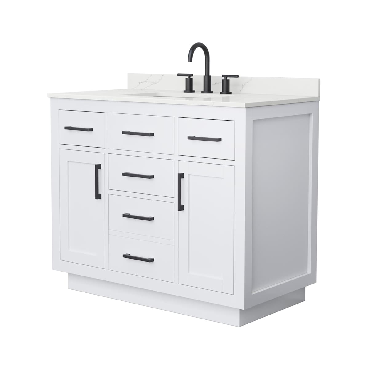 Beckett TK 42" Free Standing Single Basin Vanity Set with Cabinet and Quartz Vanity Top