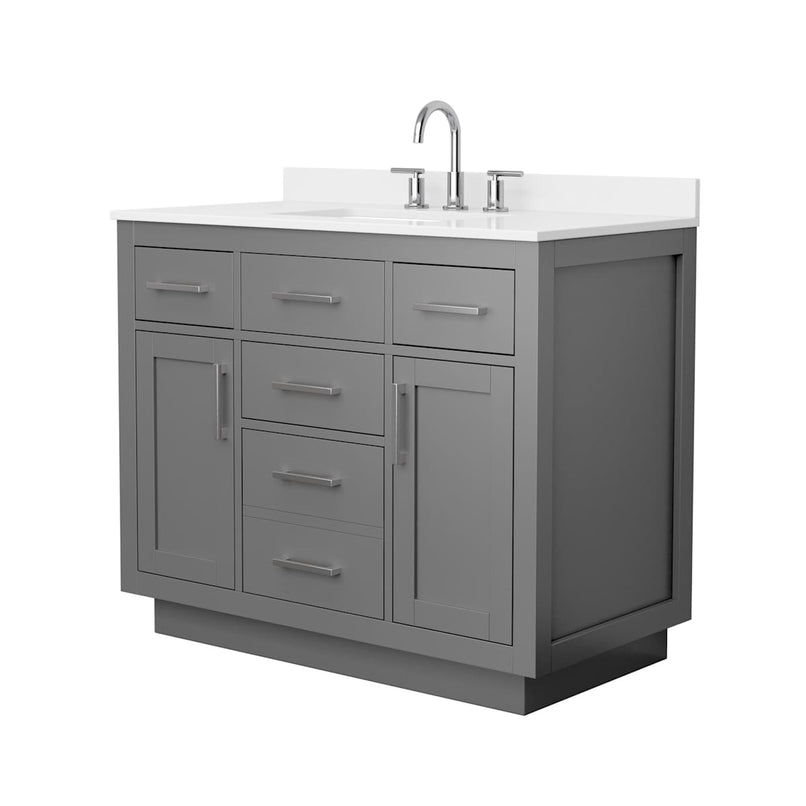 Beckett TK 42" Free Standing Single Basin Vanity Set with Cabinet and Quartz Vanity Top - image 13