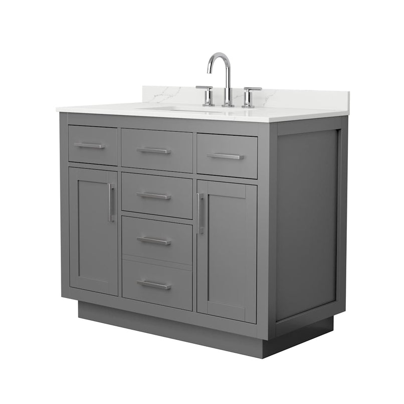Beckett TK 42" Free Standing Single Basin Vanity Set with Cabinet and Quartz Vanity Top - image 14