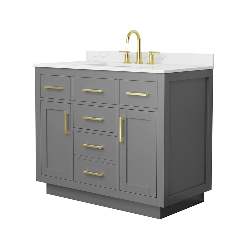 Beckett TK 42" Free Standing Single Basin Vanity Set with Cabinet and Quartz Vanity Top - image 16