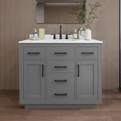 Beckett TK 42" Free Standing Single Basin Vanity Set with Cabinet and Quartz Vanity Top - image 1