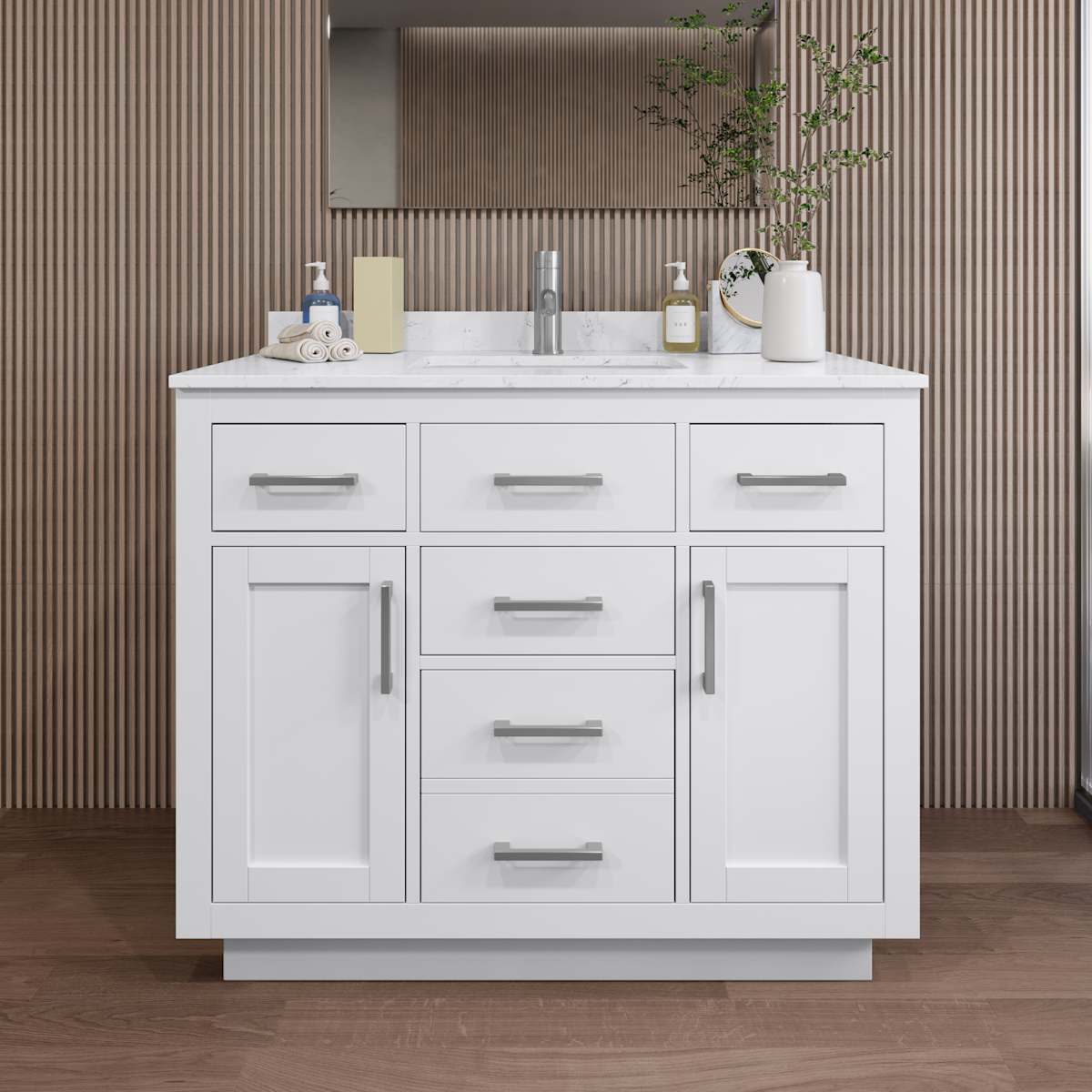 Beckett TK 42" Free Standing Single Basin Vanity Set with Cabinet and Cultured Marble Vanity Top