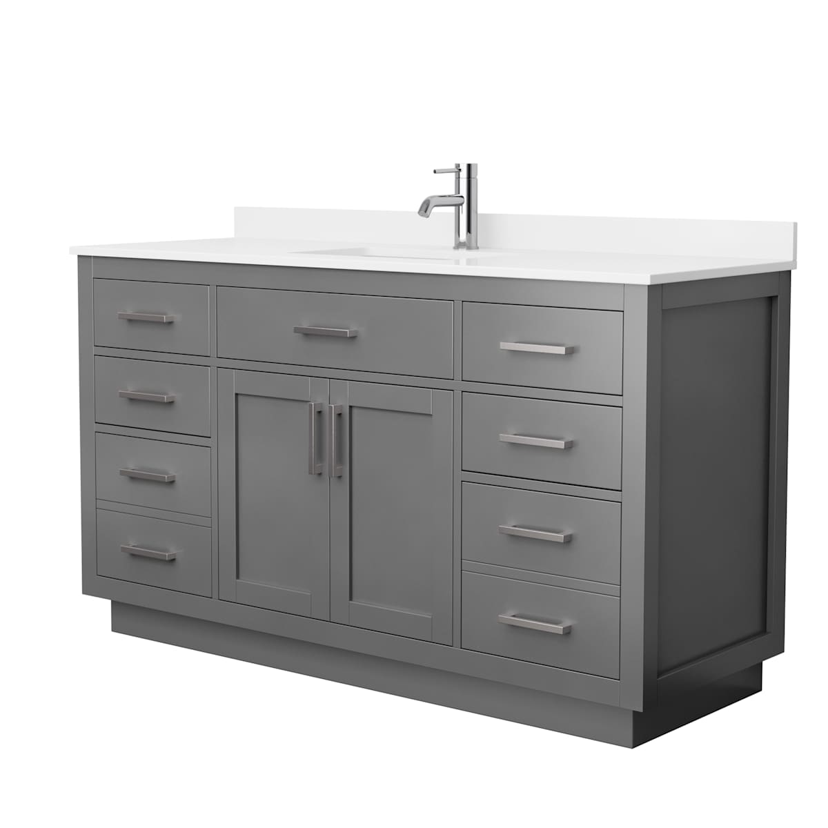 Beckett TK 60" Free Standing Single Basin Vanity Set with Cabinet and Quartz Vanity Top