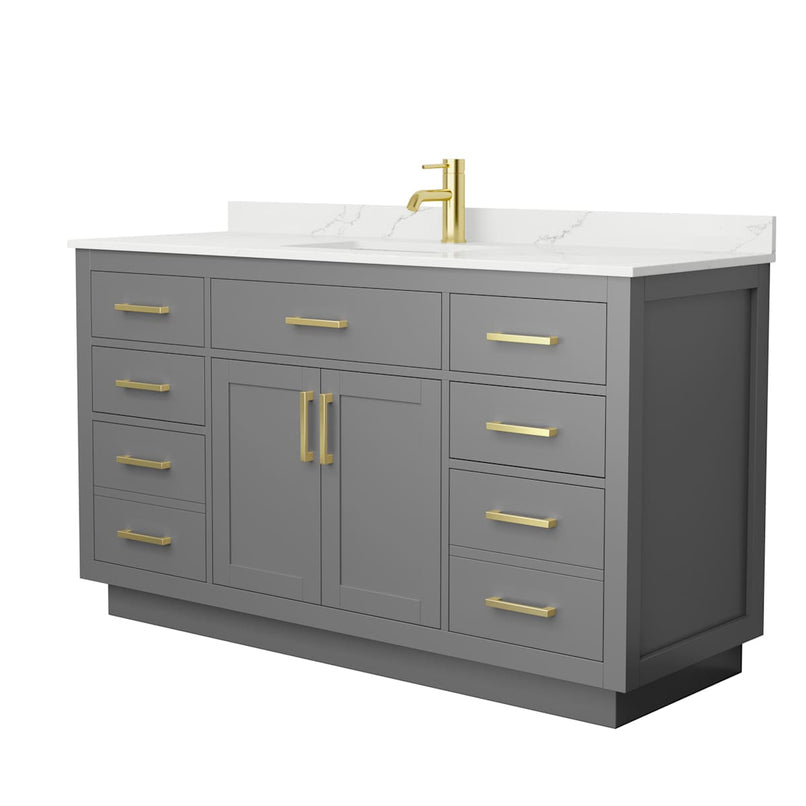 Beckett TK 60" Free Standing Single Basin Vanity Set with Cabinet and Quartz Vanity Top - image 15