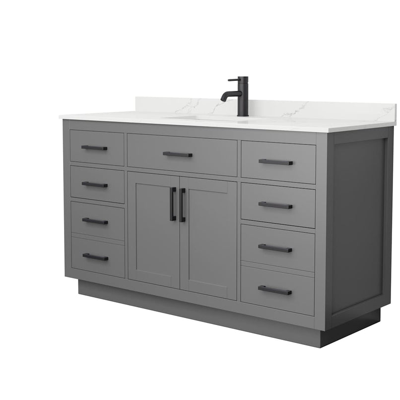 Beckett TK 60" Free Standing Single Basin Vanity Set with Cabinet and Quartz Vanity Top - image 17