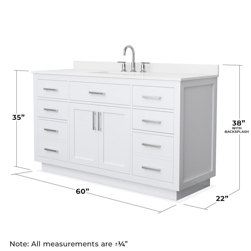 Beckett TK 60" Free Standing Single Basin Vanity Set with Cabinet and Quartz Vanity Top - image 4