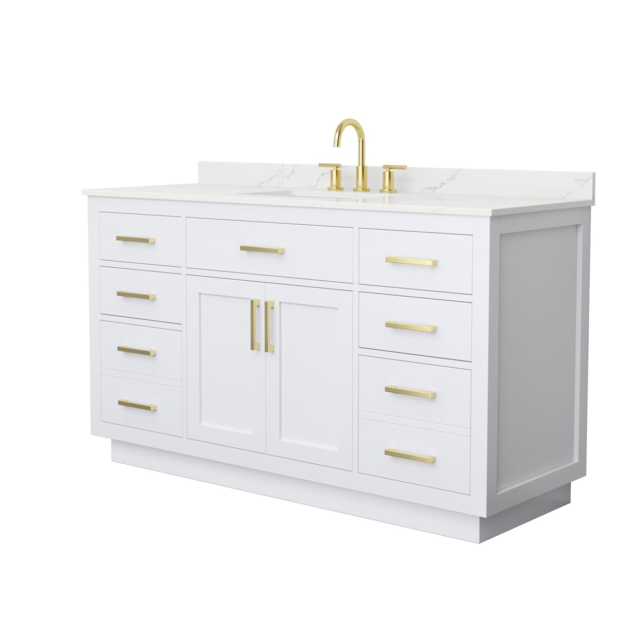 Beckett TK 60" Free Standing Single Basin Vanity Set with Cabinet and Quartz Vanity Top