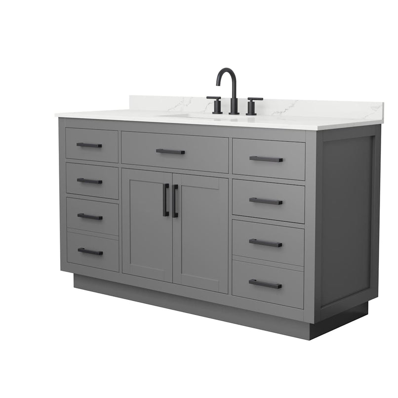 Beckett TK 60" Free Standing Single Basin Vanity Set with Cabinet and Quartz Vanity Top - image 18