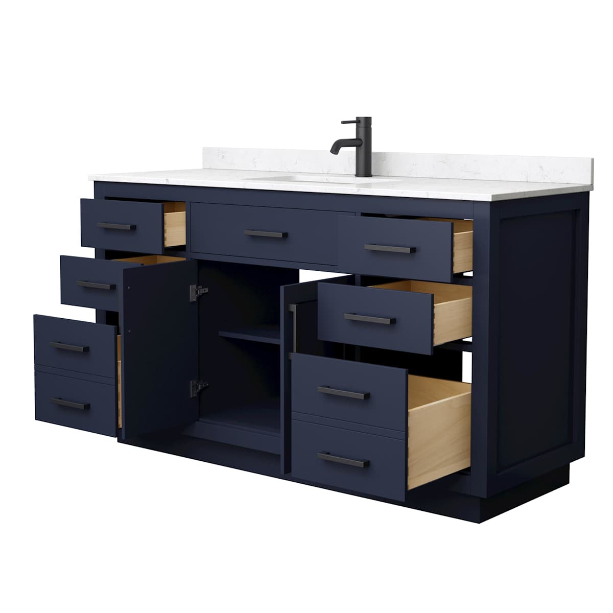 Beckett TK 60" Free Standing Single Basin Vanity Set with Cabinet and Cultured Marble Vanity Top