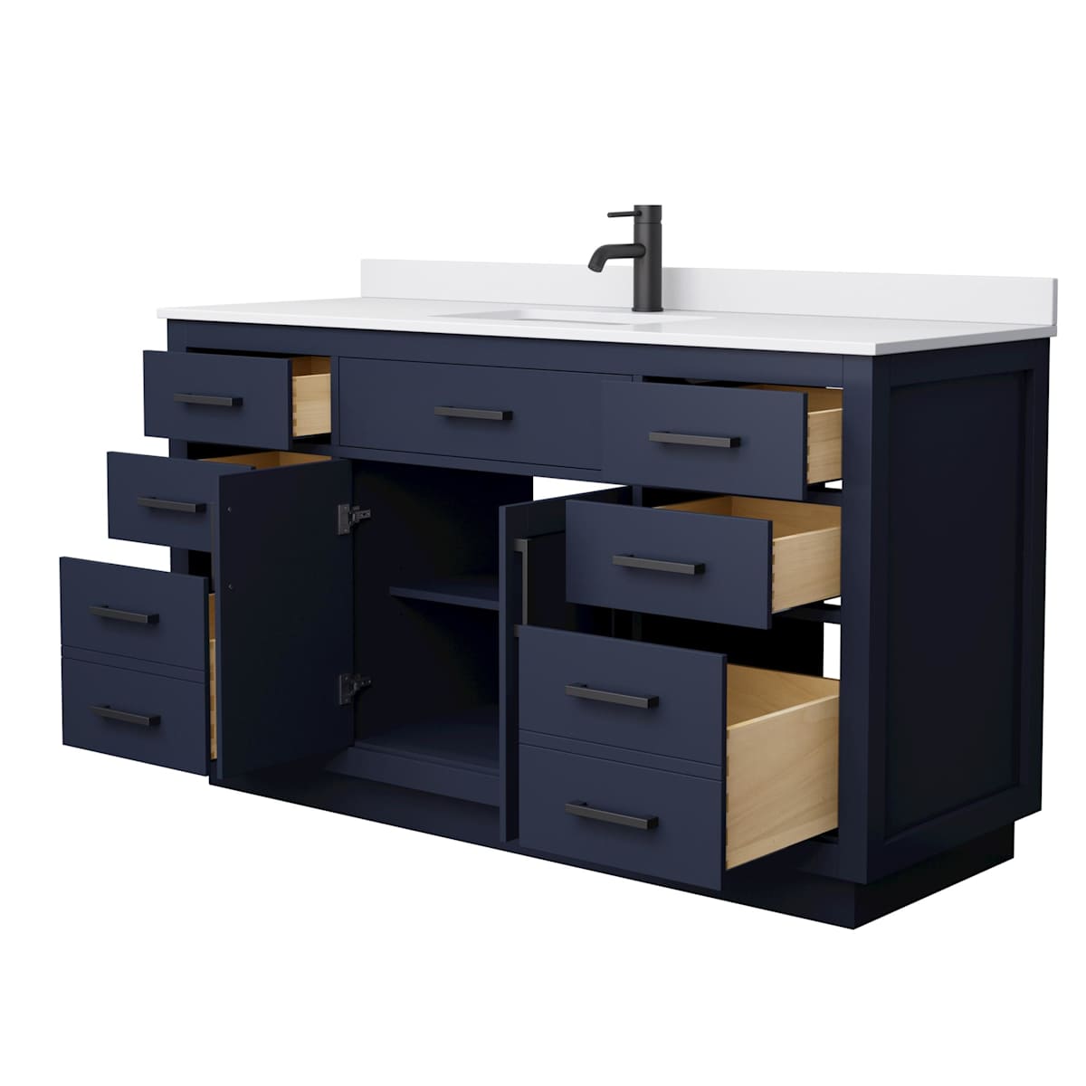 Beckett TK 60" Free Standing Single Basin Vanity Set with Cabinet and Cultured Marble Vanity Top
