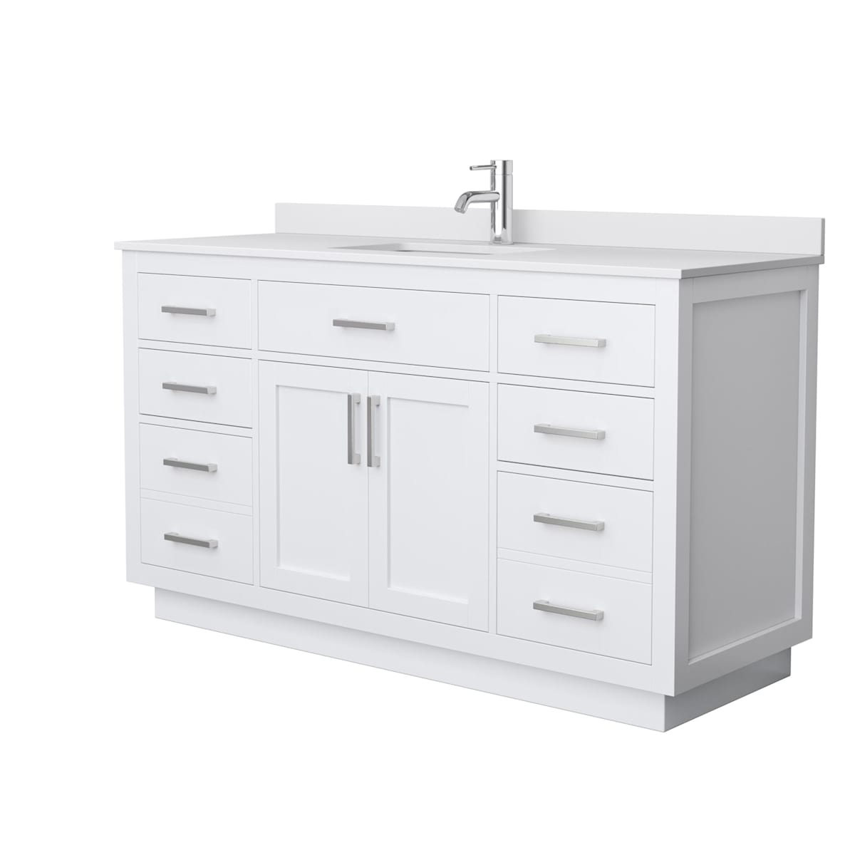 Beckett TK 60" Free Standing Single Basin Vanity Set with Cabinet and Cultured Marble Vanity Top