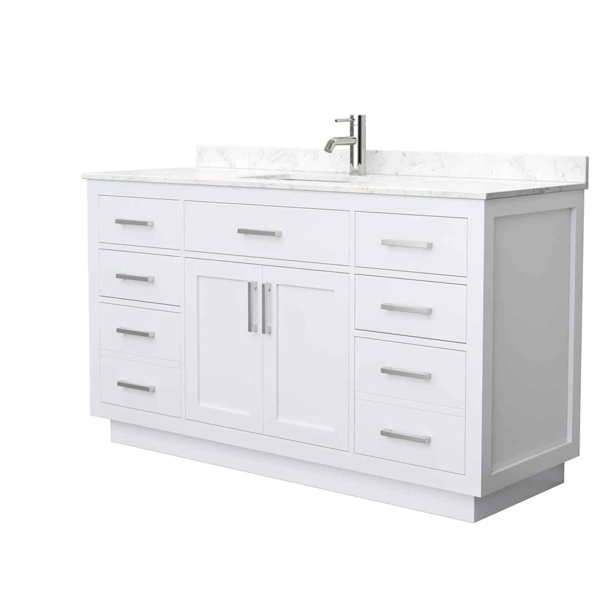 Beckett TK 60" Free Standing Single Basin Vanity Set with Cabinet and Cultured Marble Vanity Top