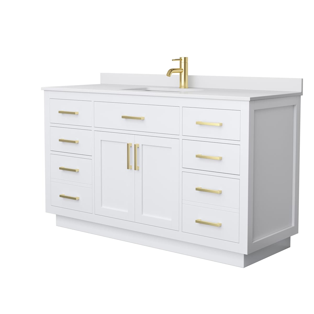 Beckett TK 60" Free Standing Single Basin Vanity Set with Cabinet and Cultured Marble Vanity Top