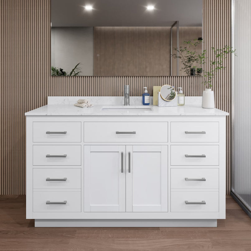 Beckett TK 60" Free Standing Single Basin Vanity Set with Cabinet and Cultured Marble Vanity Top - image 1