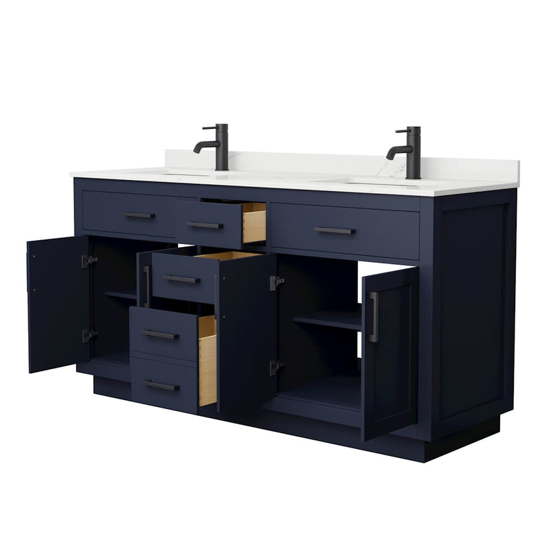 Beckett TK 66" Free Standing Double Basin Vanity Set with Cabinet and Quartz Vanity Top - image 3