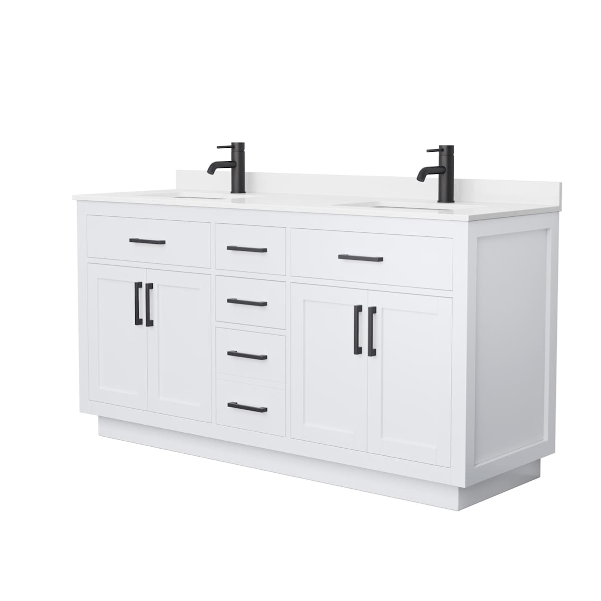 Beckett TK 66" Free Standing Double Basin Vanity Set with Cabinet and Quartz Vanity Top