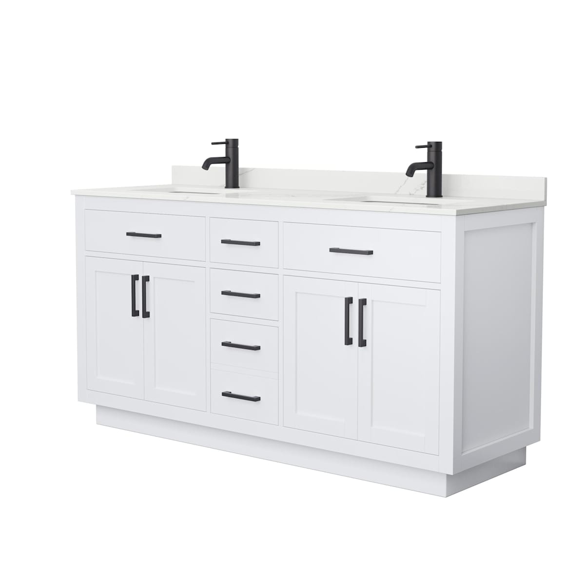Beckett TK 66" Free Standing Double Basin Vanity Set with Cabinet and Quartz Vanity Top