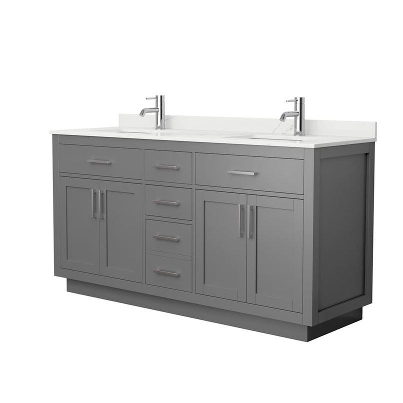 Beckett TK 66" Free Standing Double Basin Vanity Set with Cabinet and Quartz Vanity Top - image 14