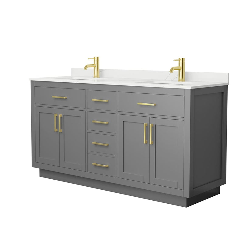 Beckett TK 66" Free Standing Double Basin Vanity Set with Cabinet and Quartz Vanity Top - image 16