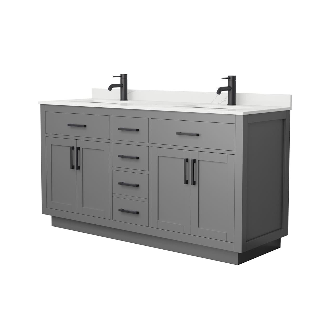 Beckett TK 66" Free Standing Double Basin Vanity Set with Cabinet and Quartz Vanity Top - image 18