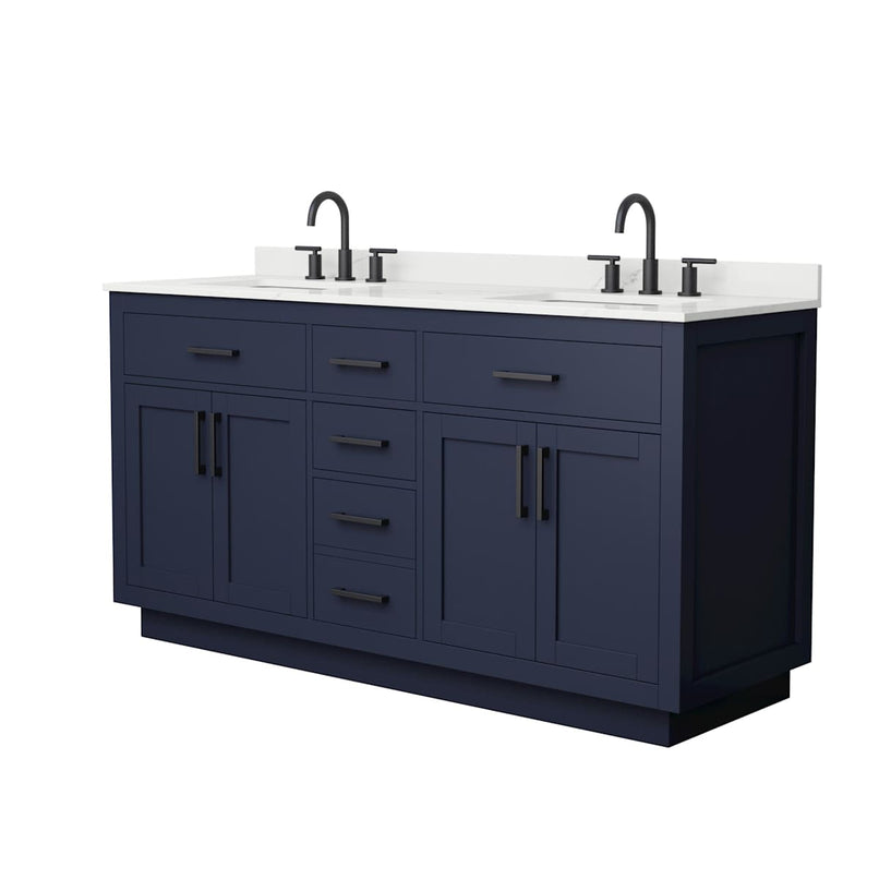 Beckett TK 66" Free Standing Double Basin Vanity Set with Cabinet and Quartz Vanity Top - image 2