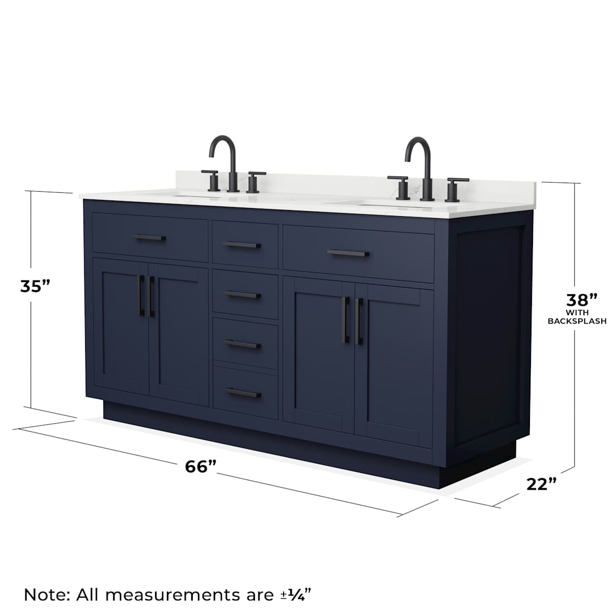Beckett TK 66" Free Standing Double Basin Vanity Set with Cabinet and Quartz Vanity Top