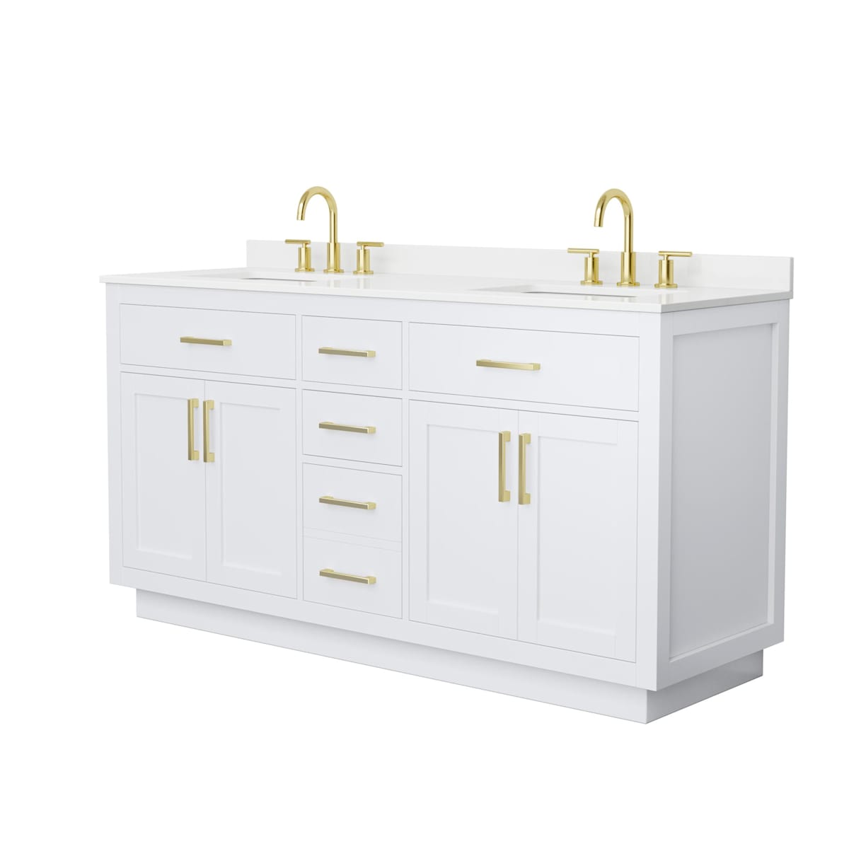 Beckett TK 66" Free Standing Double Basin Vanity Set with Cabinet and Quartz Vanity Top