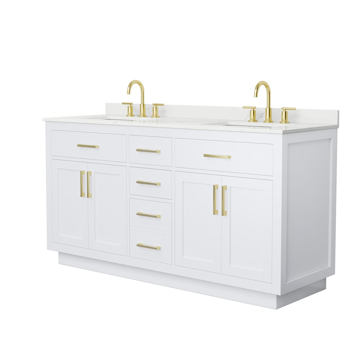 Beckett TK 66" Free Standing Double Basin Vanity Set with Cabinet and Quartz Vanity Top