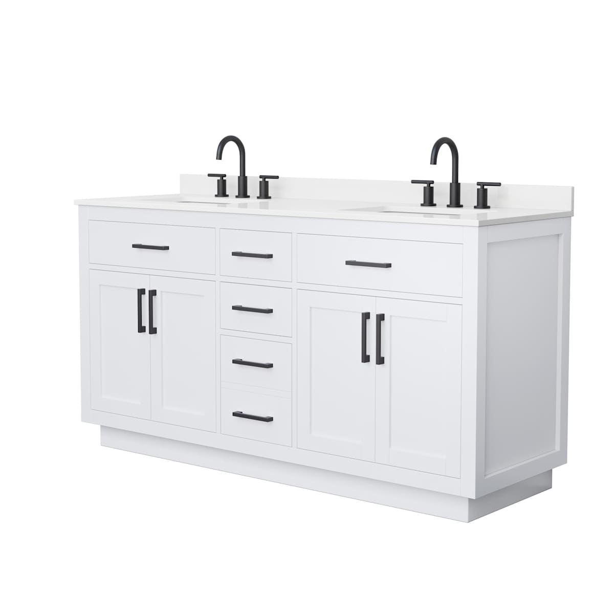 Beckett TK 66" Free Standing Double Basin Vanity Set with Cabinet and Quartz Vanity Top