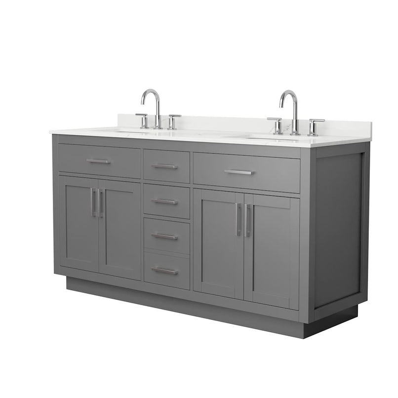 Beckett TK 66" Free Standing Double Basin Vanity Set with Cabinet and Quartz Vanity Top - image 14