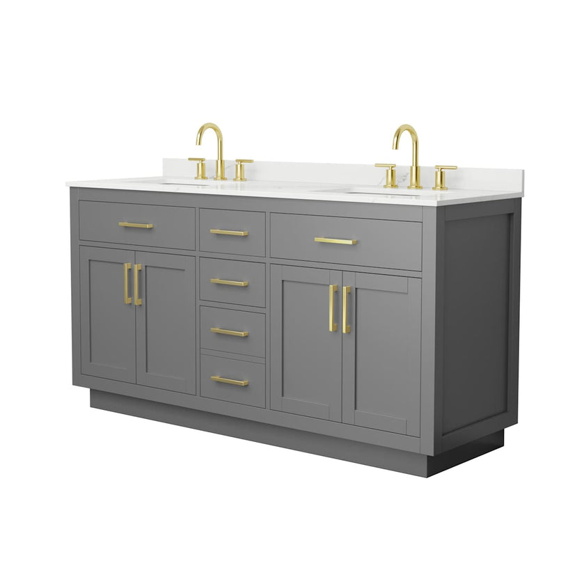 Beckett TK 66" Free Standing Double Basin Vanity Set with Cabinet and Quartz Vanity Top - image 16