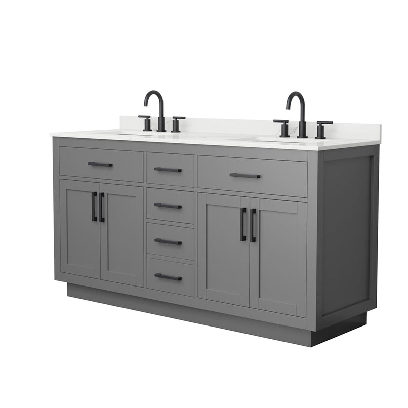Beckett TK 66" Free Standing Double Basin Vanity Set with Cabinet and Quartz Vanity Top - image 18