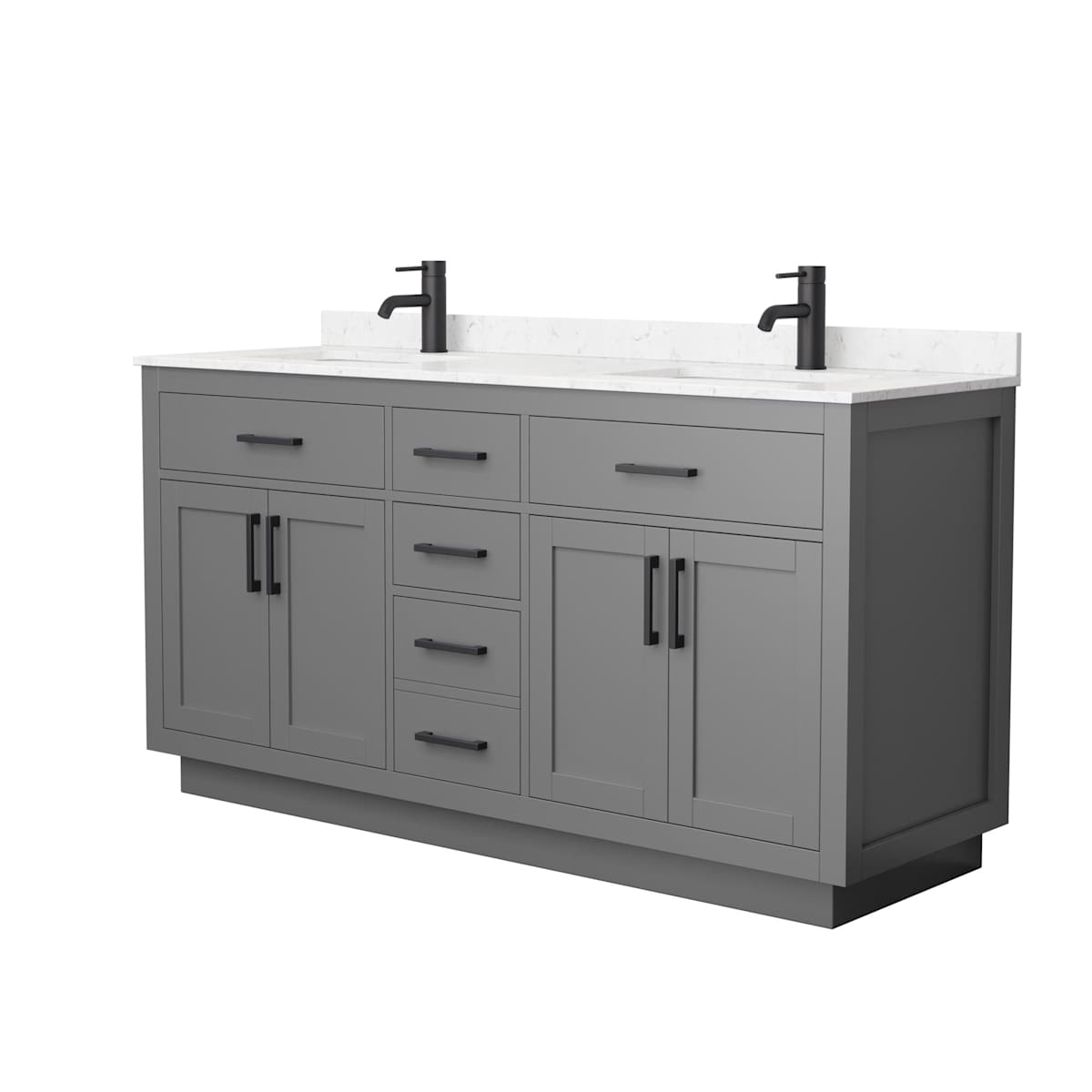 Beckett TK 66" Free Standing Double Basin Vanity Set with Cabinet and Cultured Marble Vanity Top
