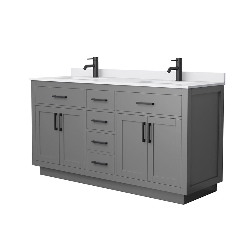 Beckett TK 66" Free Standing Double Basin Vanity Set with Cabinet and Cultured Marble Vanity Top - image 13