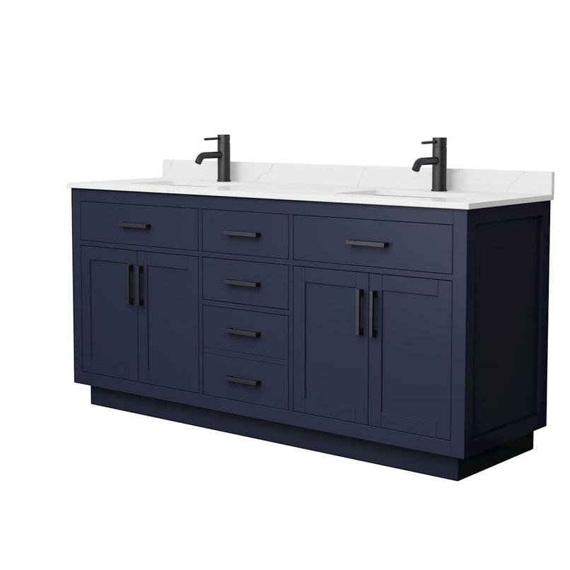 Beckett TK 72" Free Standing Double Basin Vanity Set with Cabinet and Quartz Vanity Top - image 2