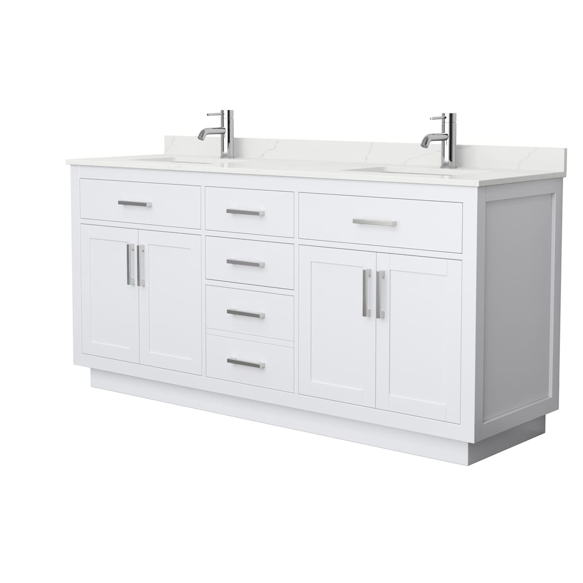 Beckett TK 72" Free Standing Double Basin Vanity Set with Cabinet and Quartz Vanity Top