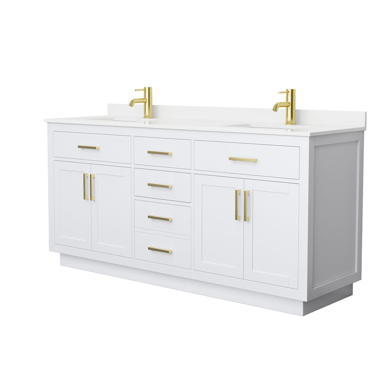 Beckett TK 72" Free Standing Double Basin Vanity Set with Cabinet and Quartz Vanity Top